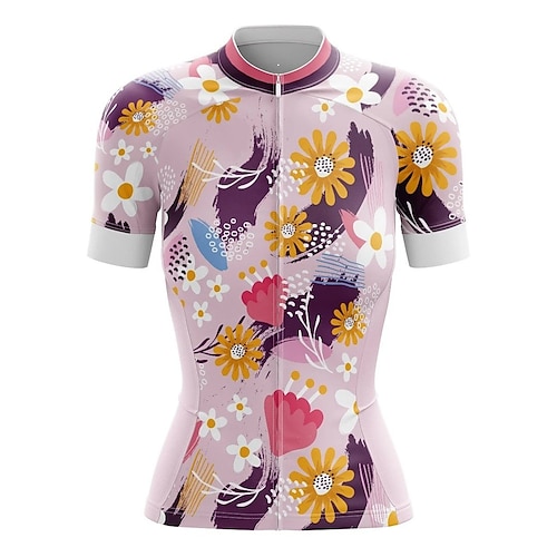 

21Grams Women's Cycling Jersey Short Sleeve Bike Jersey Top with 3 Rear Pockets Mountain Bike MTB Road Bike Cycling Breathable Quick Dry Moisture Wicking Reflective Strips Rosy Pink Floral Botanical