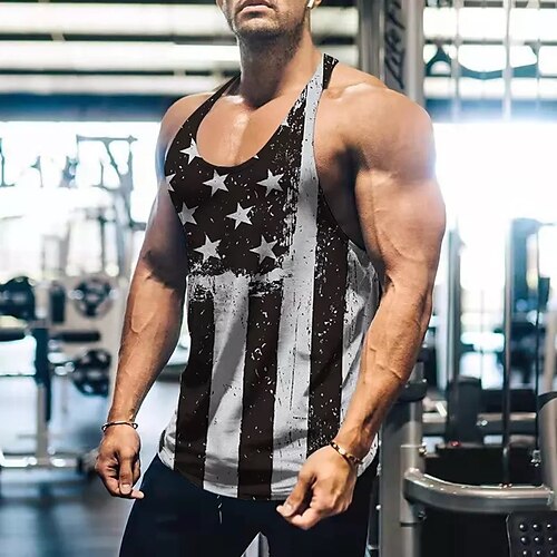 

Per uomo Canotte Veste Pop art Bandiera americana Bandiera Girocollo Nero Stampa 3D Strada Informale Senza maniche Stampa Abbigliamento Essenziale Di tendenza Classico Comodo