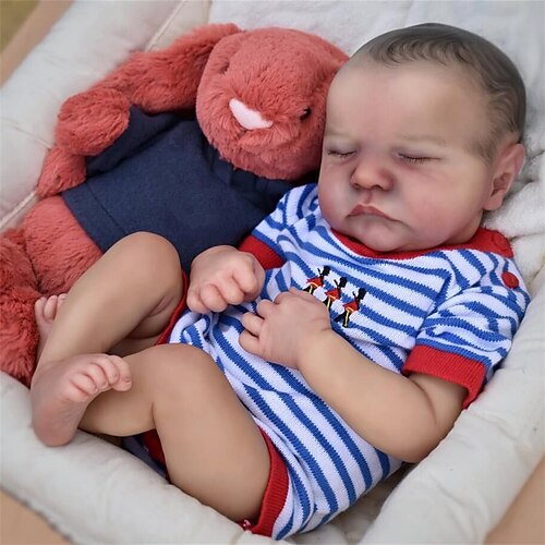 

49CM 19inch Two Body Options Newborn Baby Doll Reborn Levi Asleep Lifelike Soft Touch Cuddly Baby 3D Skin Visibile Veins Art Doll