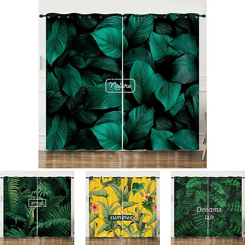 

2 Panels Blackout Curtain Drapes Thermal Insulated Curtains for Bedroom Living Room Modern Grommet Window