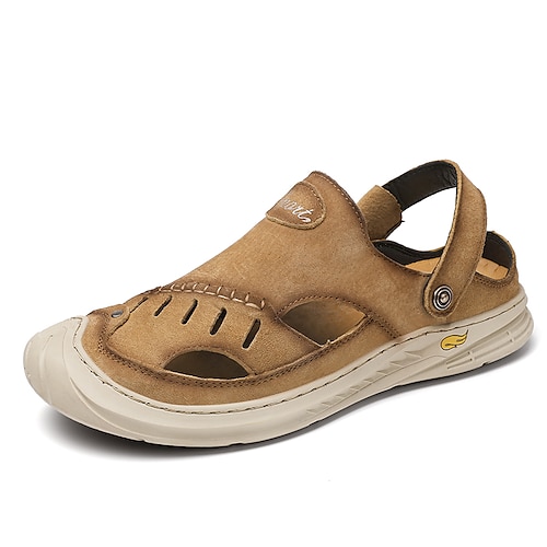 

Hombre Sandalias Zapatos de taco bajo y Slip-On Casual Clásico Diario Oficina y carrera PU Negro Caqui Primavera Verano