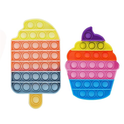 

Push Pop Bubble Fidget Sensory Toy Pop Fidget Toys for Kids and AdultsStress Anxiety Relief Toys for ADHDBubble Silicone Game (2pcs) (Ice Cream)