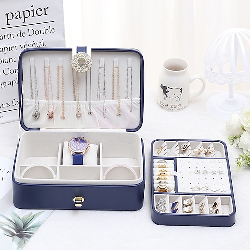 

Large-capacity Pu Storage Jewelry Earrings Earrings Jewelry Box Multi-layer Large Ring Booth Display Jewelry Box Multi-function