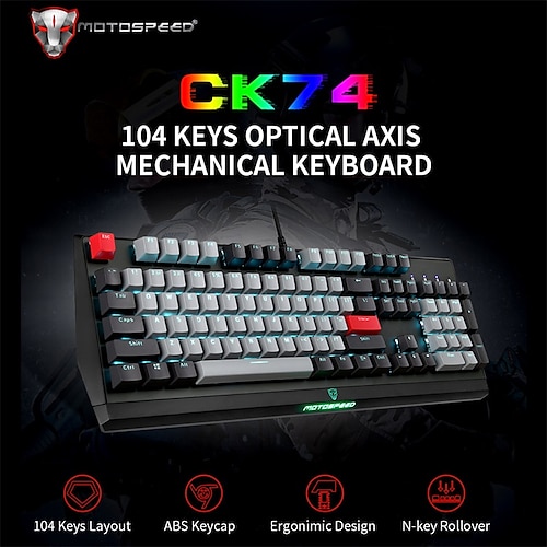 

Wired Mechanical Keyboard Computer Keyboard Portable Ergonomic Monochromatic Backlit Keyboard with USB Powered 104 Keys