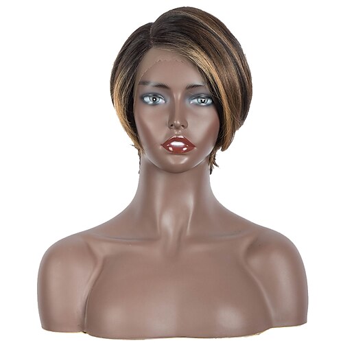 

Sleek Ombre Honey Blonde Short Pixie Hair cut Synthetic Short lace front Wigs for Black Women Short Hairstyles Wig