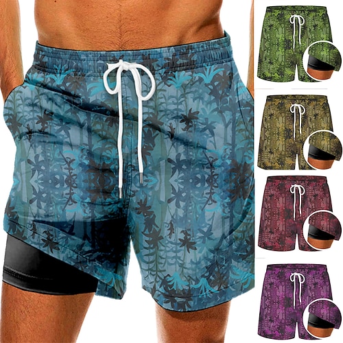 

Herre Badeshorts Surf shorts Hurtigtørrende Surf shorts Badedragt Kompressionsforing Med lommer Snørelukning Svømning Surfing Strand Vandsport Blomster Forår Sommer