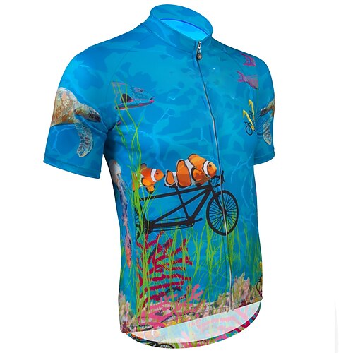 

21Grams Men's Cycling Jersey Short Sleeve Bike Top with 3 Rear Pockets Mountain Bike MTB Road Bike Cycling Breathable Quick Dry Moisture Wicking Reflective Strips Blue Polyester Spandex Sports
