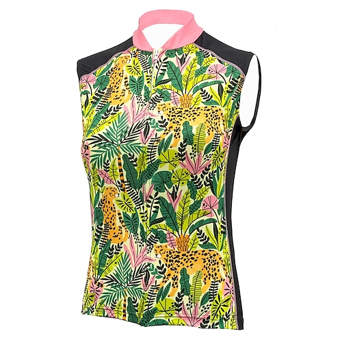 

21Grams Women's Cycling Vest Sleeveless Green Animal Floral Botanical Bike Breathable Quick Dry Reflective Strips Back Pocket Polyester Spandex Sports Animal Floral Botanical Clothing Apparel