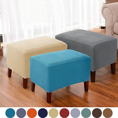 

Stretch Ottoman Cover Folding Storage Stool Furniture Protector Soft Rectangle slipcover with Elastic Bottom