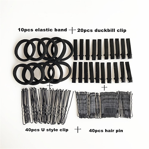 

Pvc Boxed Hair Clip U-shaped Clip One-word Clip Duckbill Clip Seamless Rubber Band Hair Clip Set Hair Set