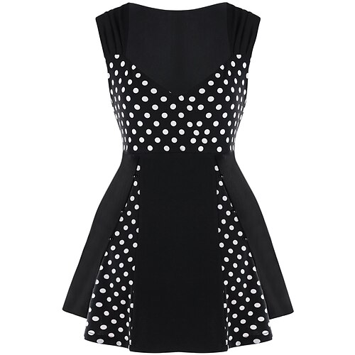 

Women's A Line Dress Short Mini Dress Black Sleeveless Polka Dot Patchwork Print Spring Summer V Neck Casual 2022 XL XXL 3XL 4XL 5XL