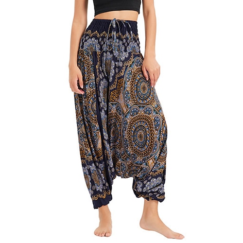 

Women's Joggers Pants Trousers Harem Pants Green Blue Wine High Waist Boho Hip-Hop Hippie Casual Weekend Baggy High Cut Micro-elastic Full Length Comfort Graphic One-Size / Loose Fit / Print