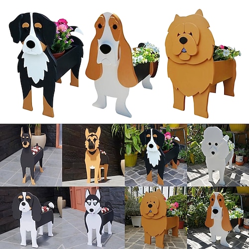 

Assemblable Dog Flower Pot Multiple Pet Dog Breeds Garden Pots DIY PVC Flower Planter Succulent Planter Garden Home Decor Ornament