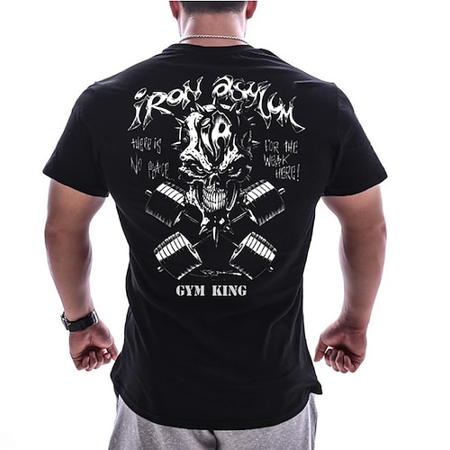

Men's T shirt Tee 3D Print Skull Crew Neck Street Casual Short Sleeve Tops Casual Fashion Breathable Comfortable White Black / Summer / Summer