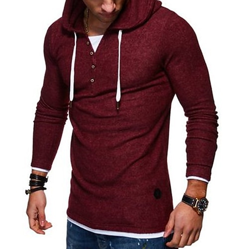 

Men's Hoodie Pullover Hoodie Sweatshirt Solid Color Daily Holiday Going out non-printing Casual Streetwear Hoodies Sweatshirts Wine Red Black Light gray