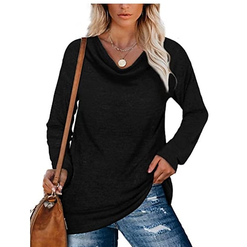 

Women's T shirt Tee Plain Casual Weekend T shirt Tee Long Sleeve V Neck Basic Green Black Gray S