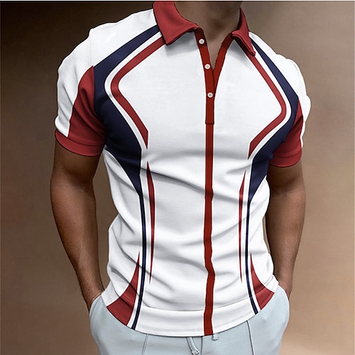 

Per uomo POLO Camicia da golf Golf Geometria Collo ripiegabile Verde Rosso Bianco Nero Stampa 3D Esterno Informale Manica corta Bottone giù Stampa Abbigliamento Di tendenza Originale Informale Comodo