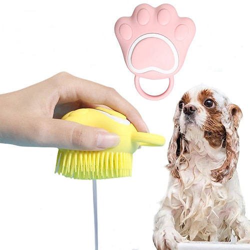 

Bathroom Dog Bath Brush Massage Gloves Soft Safety Silicone Comb with Shampoo Box Pet Accessories for Cats Shower Grooming Tool