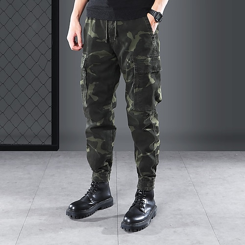 

Herre Cargo-bukser Cargo bukser Jogger Bukser Snørelukning Elastisk Talje Multi lomme Camouflage Komfort Påførelig Fuld længde udendørs Afslappet Daglig Sport Stilfuld Grøn Grå