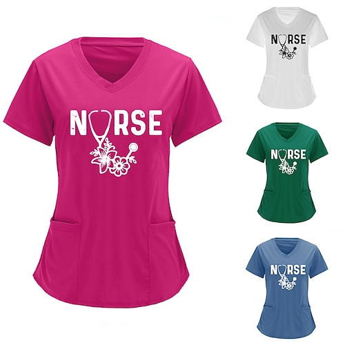 

Women's T shirt Tee Flower Casual Daily Geometric T shirt Tee Short Sleeve Pocket Print V Neck Halloween Christmas Green White Wine S