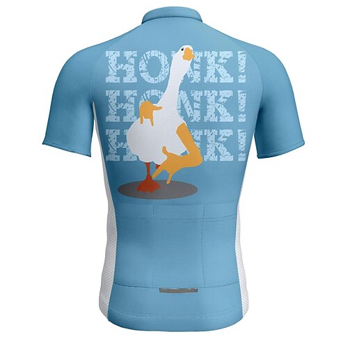 

21Grams Men's Cycling Jersey Short Sleeve Bike Top with 3 Rear Pockets Mountain Bike MTB Road Bike Cycling Breathable Quick Dry Moisture Wicking Reflective Strips Blue Animal Honk Your Horn Polyester