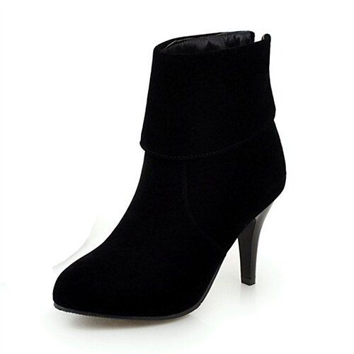 

Women's Boots Daily Booties Ankle Boots Winter High Heel Pointed Toe Minimalism Nubuck Zipper Solid Colored Black Red Blue