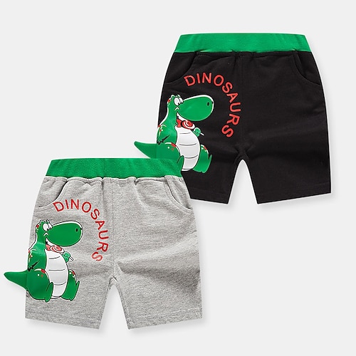 

Kids Boys Shorts Black Gray Dinosaur Spring Summer Active Sport 3-10 Years