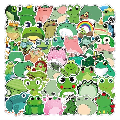 

50 Pcs Frog Stickers Vinyl Waterproof Stickers for Laptop Skateboard Water Bottles Computer Phone Guitar Frogs Stickers for Kids Teens Adult