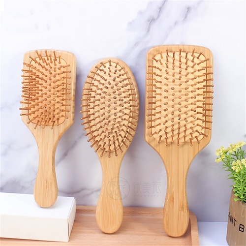 

Hair Brush Detangler Soft Bristles Natural Bamboo Wood Comb Air Cushion Massage Comb Large Curly Hair Scalp Massage Comb Hairdressing Comb Smooth Hair Airbag