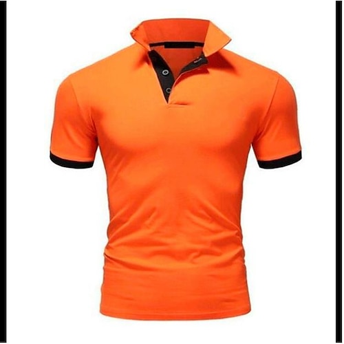 

Men's Collar Polo Shirt Golf Shirt Solid Color Turndown Orange Street Casual Short Sleeve Button-Down Clothing Apparel Fashion Casual Comfortable / Beach