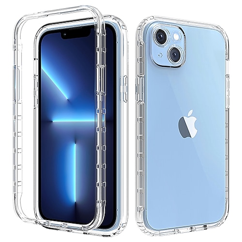 

telefon Etui Til Apple Heldekkende etui iPhone 14 Pro Max Plus 13 12 11 Mini X XR XS 8 7 Støtdempende ramme Gjennomsiktig Myke kanter Ensfarget PC