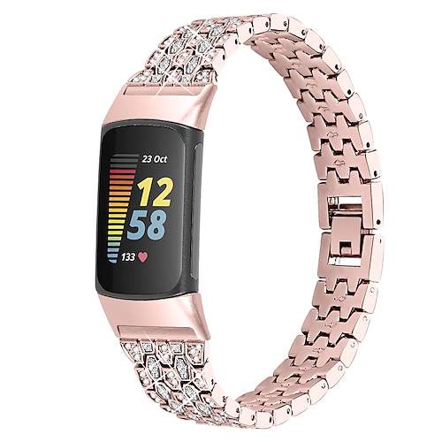 

1pc Smart Watch Band Compatible with Fitbit Charge 5 Alloy Smartwatch Strap Adjustable Shockproof Metal Band Replacement Wristband