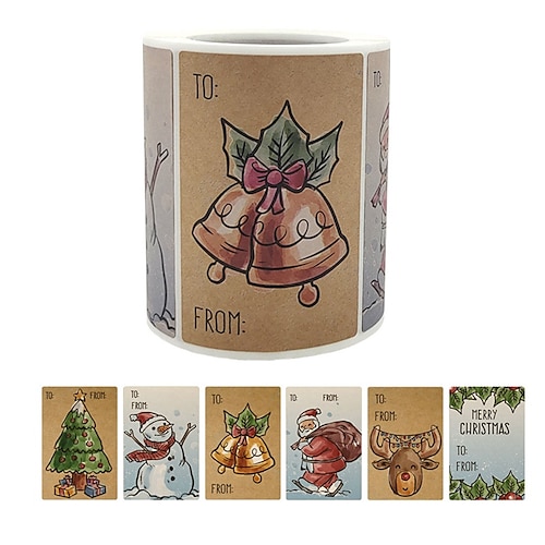 

3 Rolls Santa Claus Christmas Tree Christmas Bell Stickers for Student Notebook Planners Waterproof Self-adhesive Cartoon for Women Men Girls