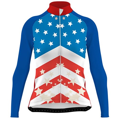 

21Grams Women's Long Sleeve Cycling Jersey Bike Top with 3 Rear Pockets Mountain Bike MTB Road Bike Cycling Breathable Quick Dry Moisture Wicking Blue American / USA Spandex Polyester Sports Clothing