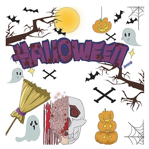 

Halloween Broom Bat Pumpkin Wall Stickers Decorative Wall Stickers PVC Home Decoration Wall Decal Wall Decoration Glass Window Decoration / Removable 2030cm9Pcs Wall Stickers for bedroom living room