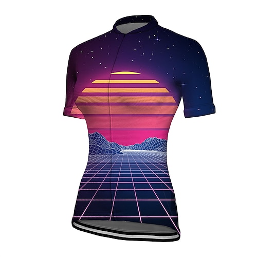 

21Grams Women's Cycling Jersey Short Sleeve Bike Jersey Top with 3 Rear Pockets Mountain Bike MTB Road Bike Cycling Breathable Quick Dry Moisture Wicking Purple Graphic Patterned 3D Spandex Polyester