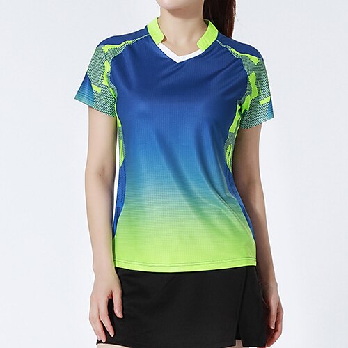 

Women's Tennis Shirt Athletic Shirt Breathable Quick Dry Moisture Wicking Short Sleeve T Shirt Regular Fit V Neck Printed Summer Gym Workout Tennis Badminton / Micro-elastic / Lightweight