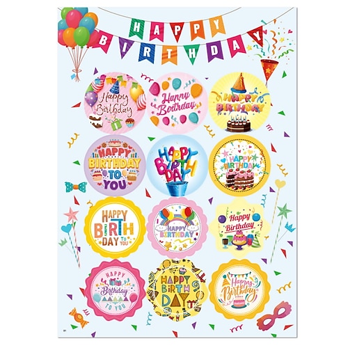 

2 Sheets Food Word / Phrase Stickers for School Student Notebook Waterproof Self-adhesive Cartoon for Girls Kids