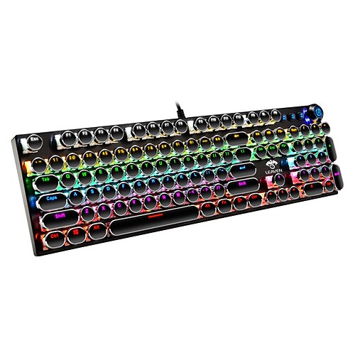 

Wired Mechanical Keyboard Ergonomic with Stand Holder Programmable RGB Backlit Keyboard with USB Powered 104 Keys