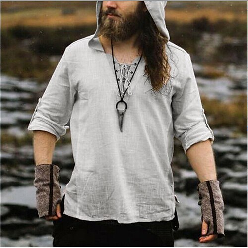 

Men's Shirt Solid Color V Neck Gray Street Casual Long Sleeve Clothing Apparel Fashion Casual Comfortable / Beach