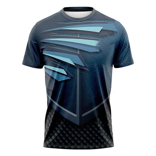 

21Grams Men's Downhill Jersey Short Sleeve Mountain Bike MTB Road Bike Cycling Dark Blue Geometic Bike Jersey Breathable Quick Dry Moisture Wicking Polyester Spandex Sports Geometic Clothing Apparel