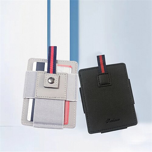 

Leather Slim ID Card Holder Mini Men Wallet Fashion Buckle Purse Work Permit Case Thin Card Holder