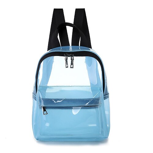 

Kid's Unisex School Bag Bookbag Clear Backpacks PVC Solid Color Waterproof Breathable Zipper School Daily White Black Blue