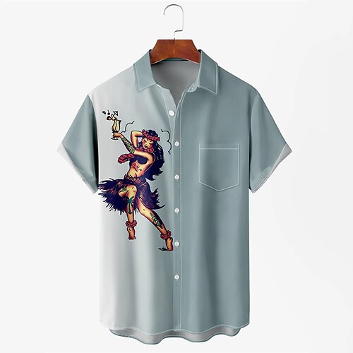 

Men's Shirt 3D Print Cartoon Turndown Street Daily 3D Button-Down Short Sleeve Tops Casual Fashion Breathable Comfortable Light gray