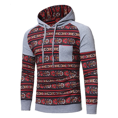 

Men's Pullover Hoodie Sweatshirt Graphic Patterned Tribal Print Hooded Daily Sports Streetwear 3D Print Casual Big and Tall Hoodies Sweatshirts Long Sleeve Black Gray / Spring / Summer