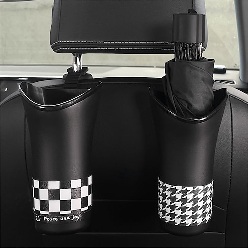 

Houndstooth Pattern Car Umbrella Storage Bucket Car Waterproof Car Umbrella Garbage Storage Bucket Car Supplies Daquan