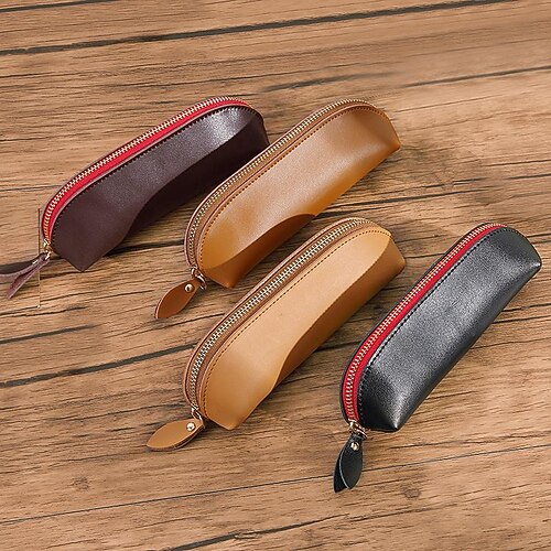 

Messenger Bag Pencil Cases Zipper Solid Color dark brown Black Brown