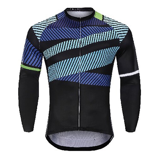 

21Grams Men's Cycling Jersey Long Sleeve Bike Top with 3 Rear Pockets Mountain Bike MTB Road Bike Cycling Breathable Quick Dry Moisture Wicking Reflective Strips Black Stripes Polyester Spandex Sports