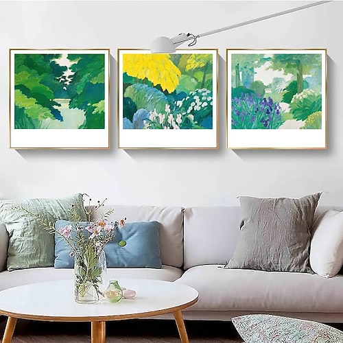 

simple nordic hand-painted landscape oil painting abstract french niche decorative painting living room study triple painting core