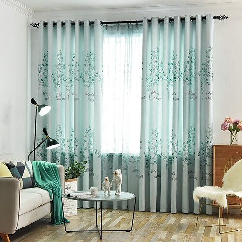

Two Panel American Style Printed Blackout Curtains Living Room Bedroom Study Children's Room Insulation Curtains